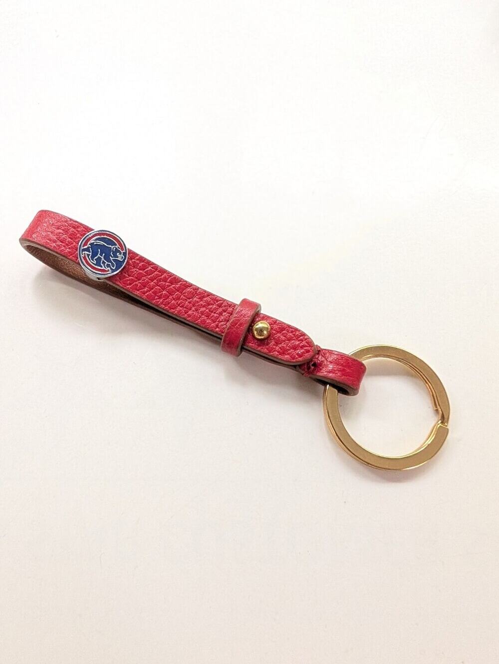 Vintage MLB Chicago Cubs Bear Logo Red Leather Collectible Keychain Key Ring